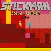 Stickman Steve vs Alex - Nether