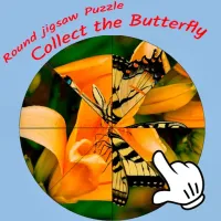 Round jigsaw Puzzle - Collect the Butterfly