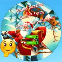 Round jigsaw Puzzle Collect funny Christmas pictures